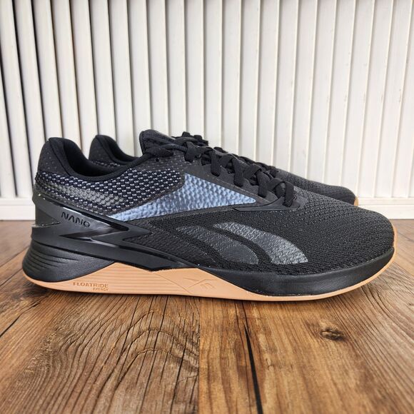 Reebok Nano X3 Mens Sz 10.5 Black Gum Sole Gym Training Sneakers Shoes 100062512 main image 7